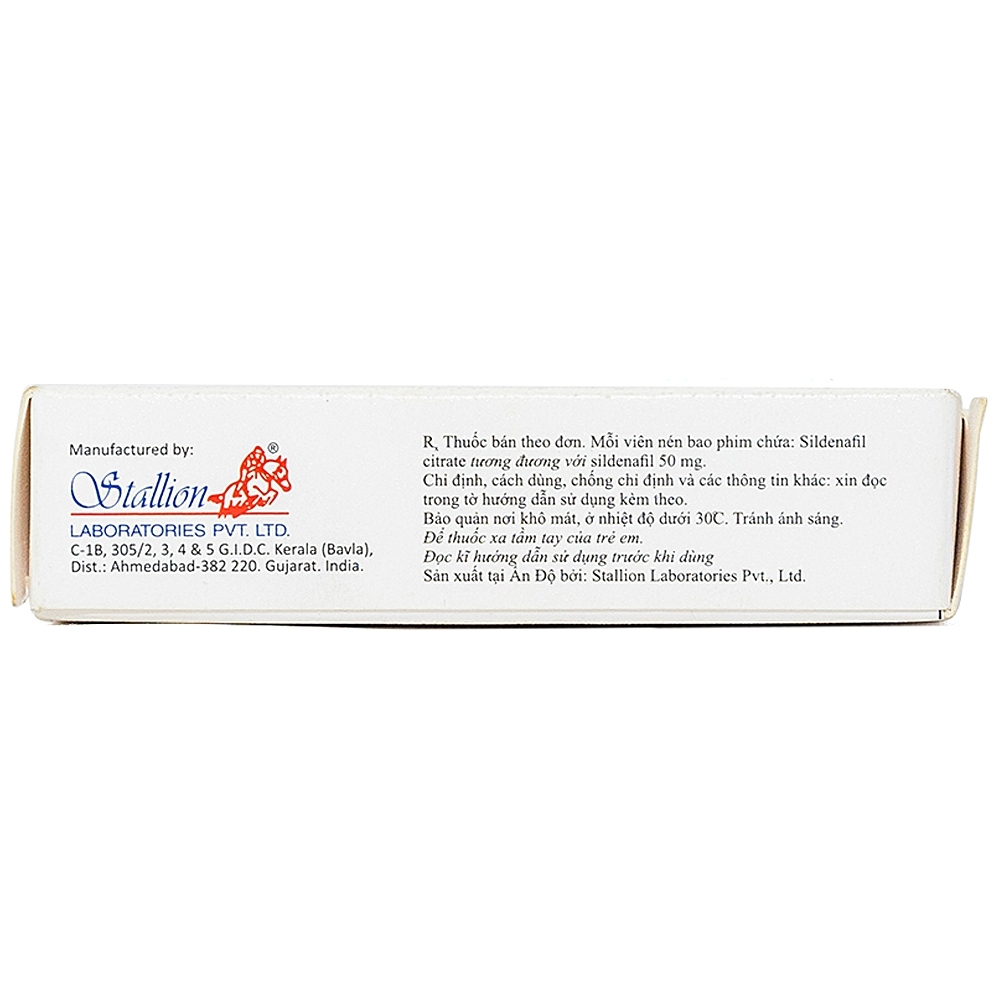 Hình ảnh Thuốc Sildenafil Citrate STAGA-50 Stallion điều trị rối loạn cương dương (1 vỉ x 4 viên)