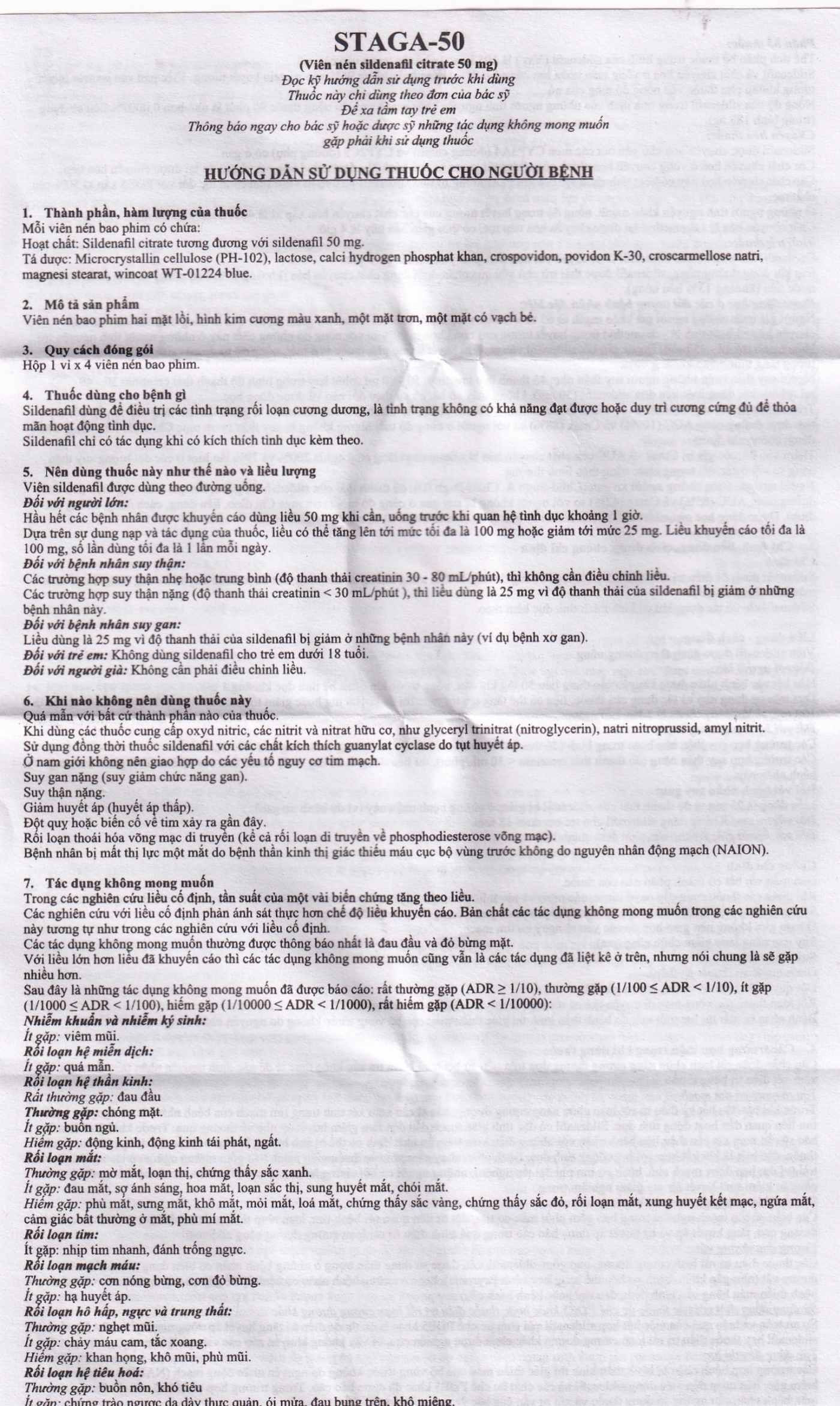 Hình ảnh Thuốc Sildenafil Citrate STAGA-50 Stallion điều trị rối loạn cương dương (1 vỉ x 4 viên)