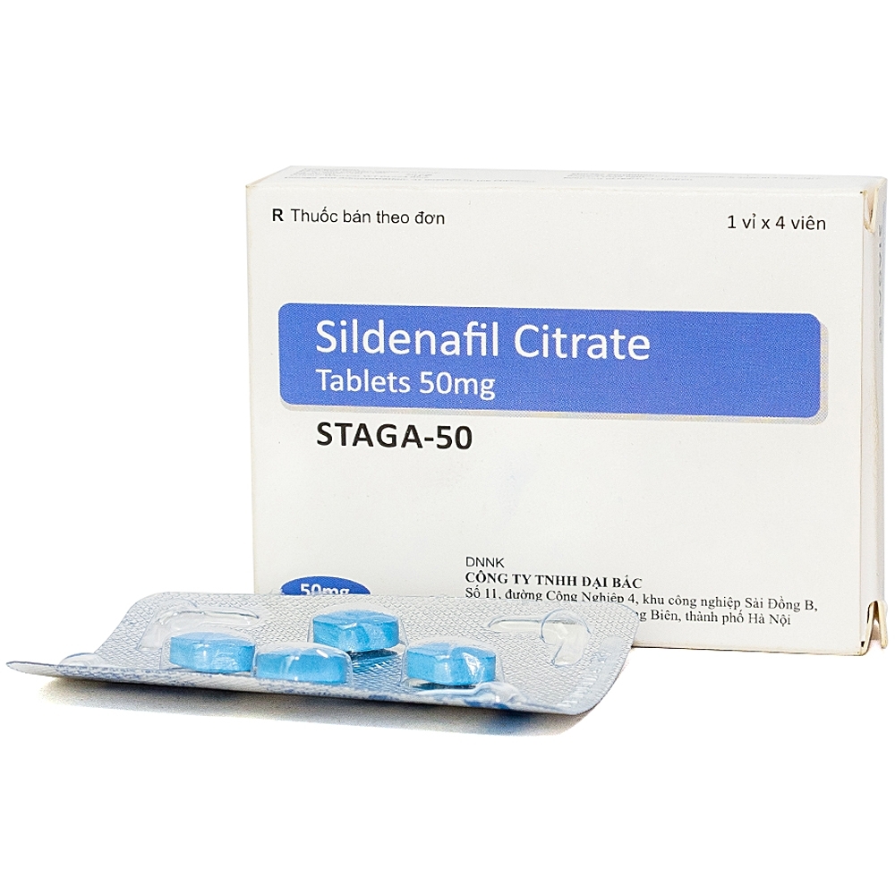 Hình ảnh Thuốc Sildenafil Citrate STAGA-50 Stallion điều trị rối loạn cương dương (1 vỉ x 4 viên)