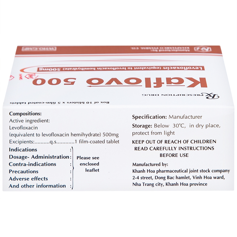 Hình ảnh Thuốc Kaflovo 500 Khapharco điều trị nhiễm khuẩn do vi khuẩn, viêm phổi, nhiễm khuẩn da (10 vỉ x 5 viên)