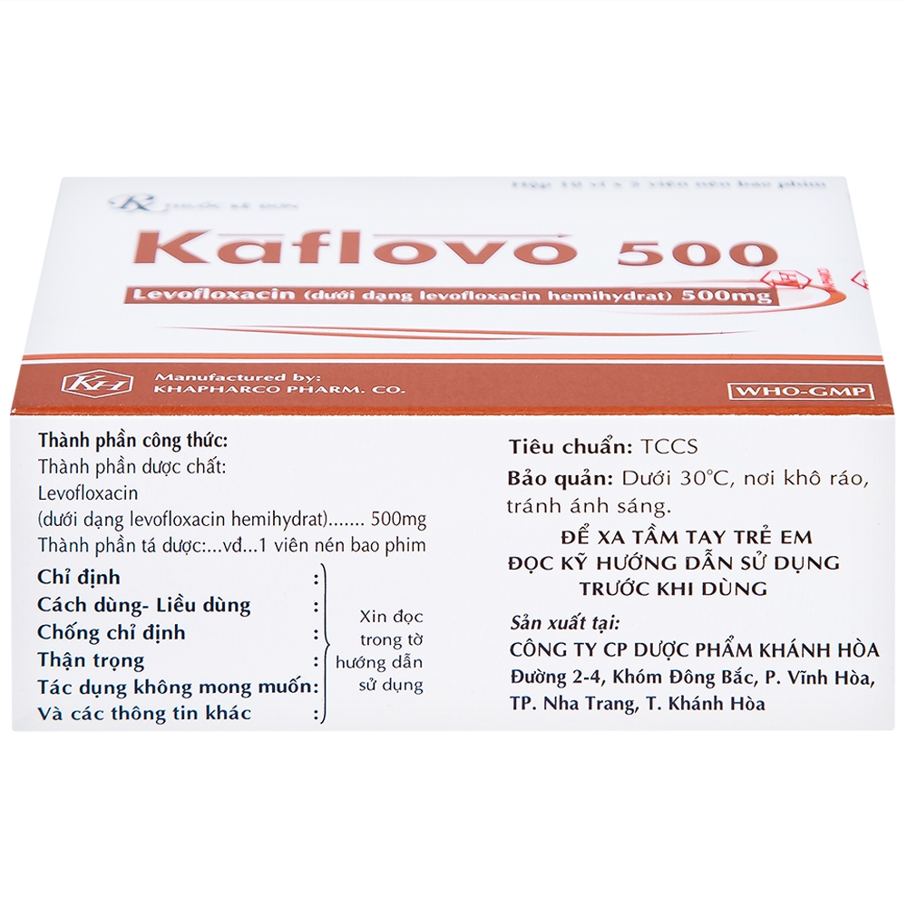 Hình ảnh Thuốc Kaflovo 500 Khapharco điều trị nhiễm khuẩn do vi khuẩn, viêm phổi, nhiễm khuẩn da (10 vỉ x 5 viên)
