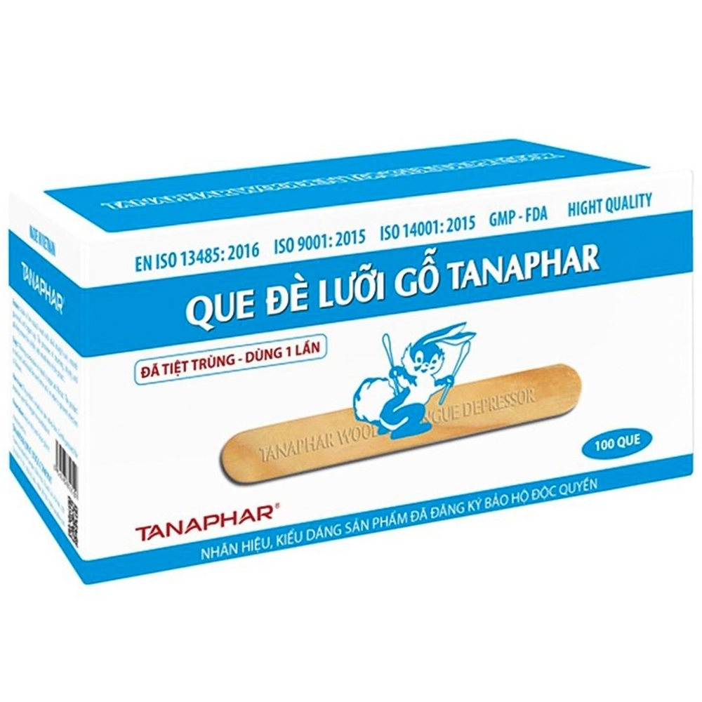 Hình ảnh Que đè lưỡi gỗ Tanaphar dùng để khám miệng, lưỡi, họng (100 que)