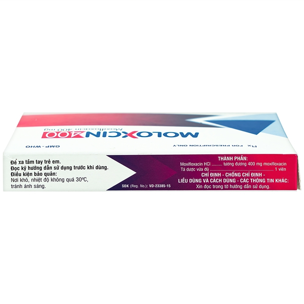 Hình ảnh Thuốc Moloxcin 400 DHG điều trị các chứng nhiễm khuẩn, viêm phổi (1 vỉ x 10 viên)