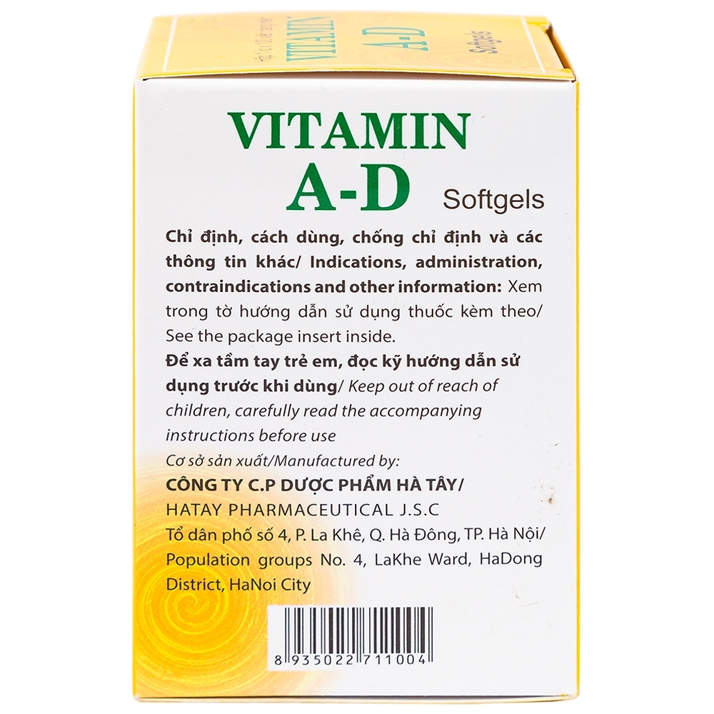 Hình ảnh Thuốc Vitamin A-D Hataphar phòng và điều trị thiếu Vitamin A và D (100 viên)