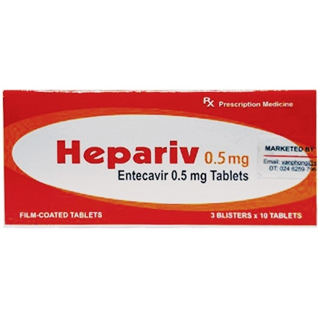 Hình ảnh Thuốc Hepariv 0.5mg điều trị nhiễm virus viêm gan B mạn tính (3 vỉ x 10 viên)