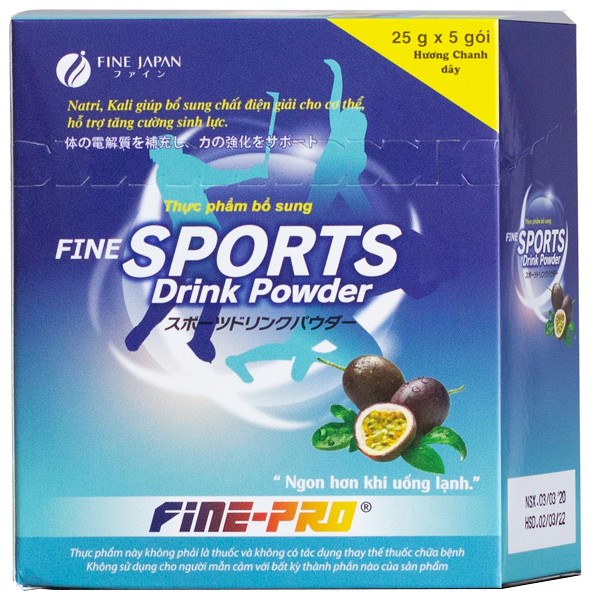 Hình ảnh Bột pha Fine Sports Drink Powder hương chanh dây tăng cường thể lực, giảm mệt mỏi, ngăn ngừa mất nước (5 gói)