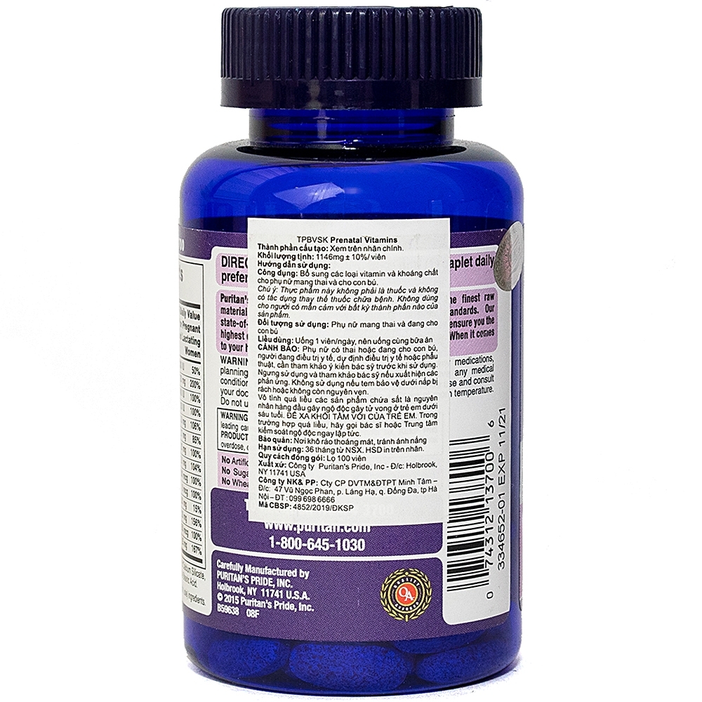 Hình ảnh Viên nén Prenatal Vitamins bổ sung vitamin và khoáng chất cần thiết cho phụ nữ mang thai (100 viên)