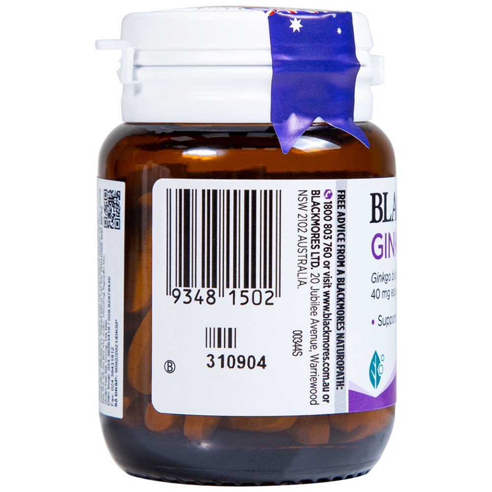 Hình ảnh Viên uống Blackmores Ginkgo Forte hỗ trợ tuần hoàn máu não (40 viên)