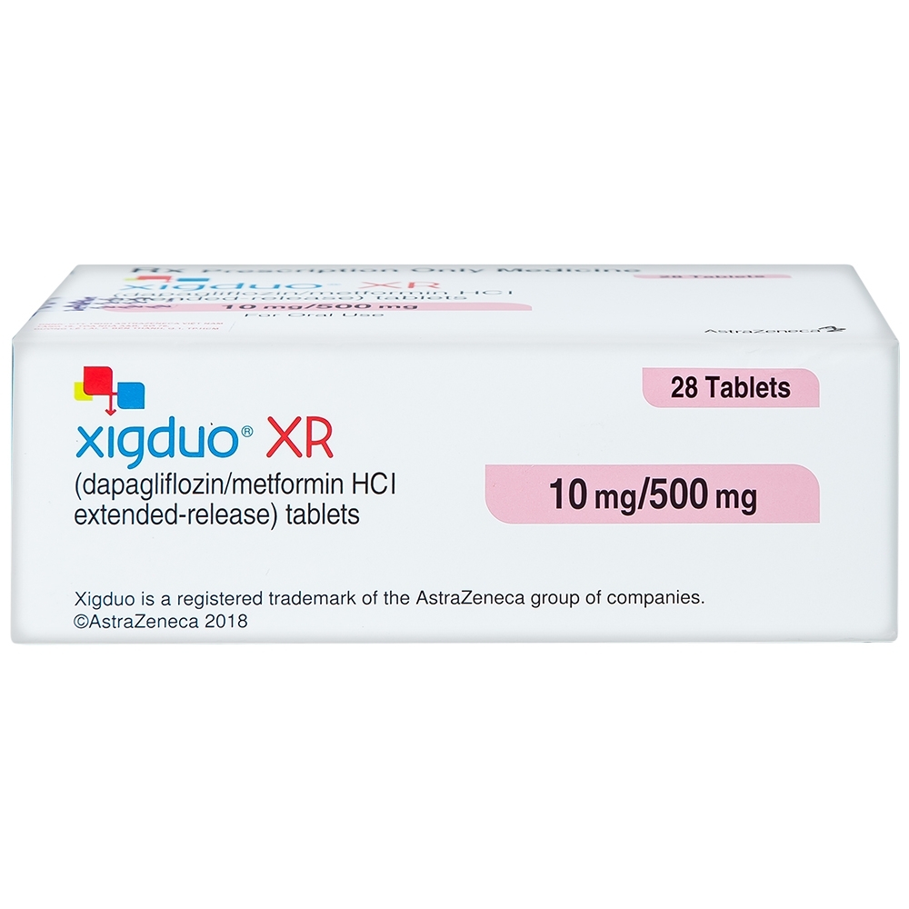 Hình ảnh Thuốc Xigduo XR 10mg/500mg Astrazeneca cải thiện kiểm soát đường huyết (4 vỉ x 7 viên) 