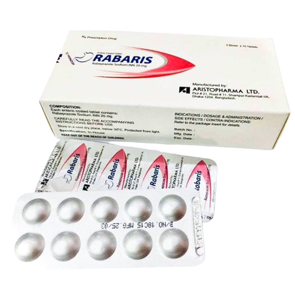 Hình ảnh Thuốc Rabaris 20mg Aristopharma điều trị bệnh trào ngược dạ dày thực quản (5 vỉ x 10 viên)