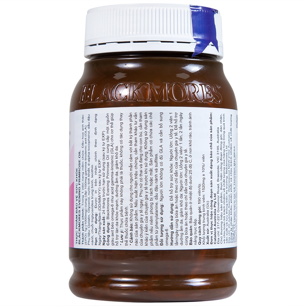Hình ảnh Viên uống Blackmores Evening Primrose Oil hỗ trợ làn da khỏe mạnh, dưỡng ẩm da (190 viên)
