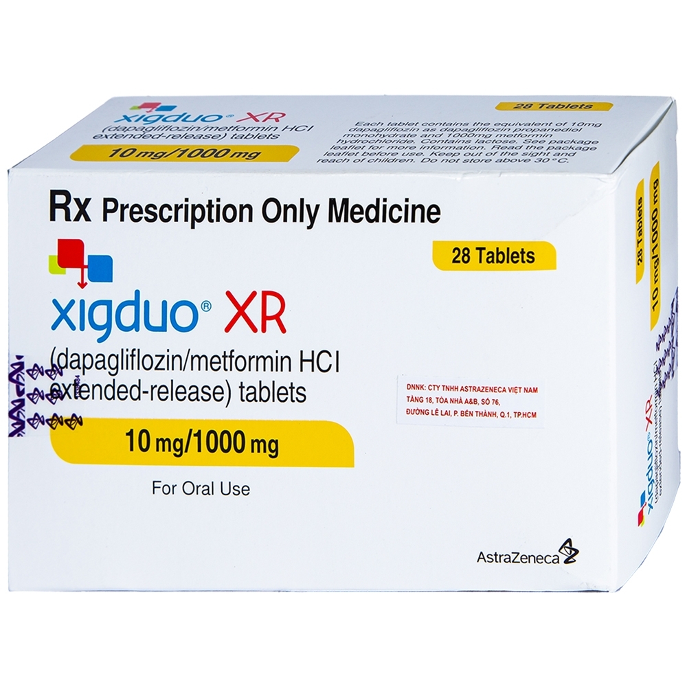 Hình ảnh Thuốc Xigduo XR 10mg/1000mg Astrazeneca cải thiện kiểm soát đường huyết (4 vỉ x 7 viên)