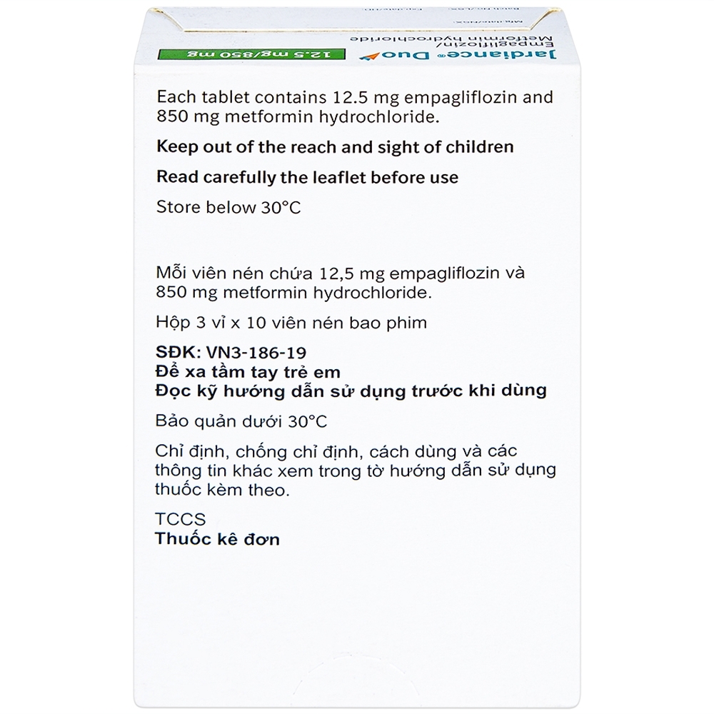 Hình ảnh Thuốc Jardiance Duo 12.5mg/850mg Boehringer điều trị tiểu đường típ 2 (3 vỉ x 10 viên)