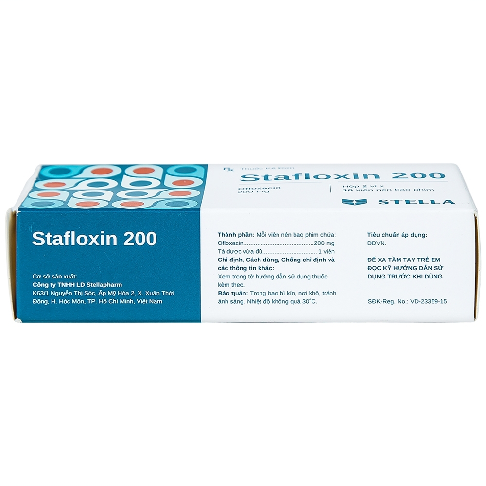 Hình ảnh Thuốc Stafloxin 200 Stella điều trị các chứng nhiễm trùng (2 vỉ x 10 viên)