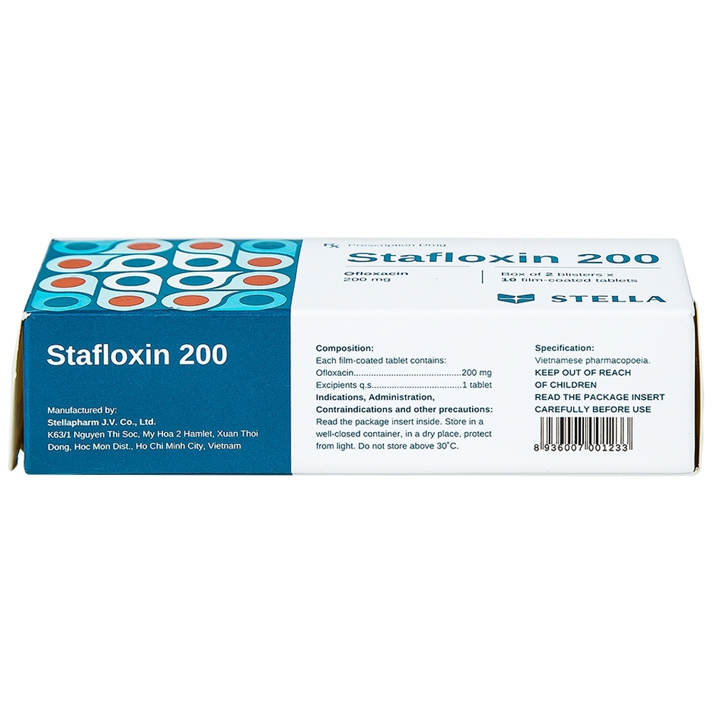 Hình ảnh Thuốc Stafloxin 200 Stella điều trị các chứng nhiễm trùng (2 vỉ x 10 viên)