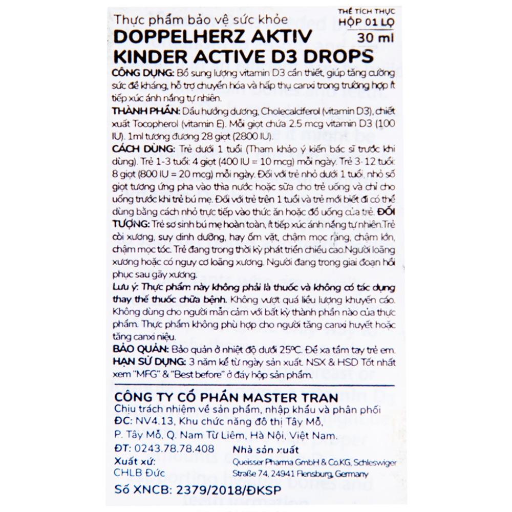 Hình ảnh Siro Kinder Active D3 Drops Doppelherz Aktiv bổ sung vitamin D3, tăng cường sức đề kháng (30ml)