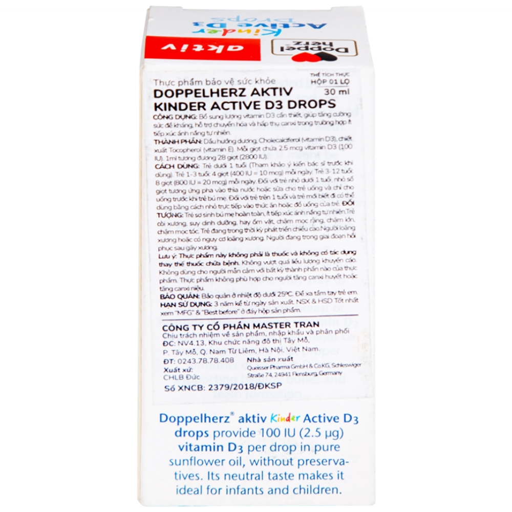 Hình ảnh Siro Kinder Active D3 Drops Doppelherz Aktiv bổ sung vitamin D3, tăng cường sức đề kháng (30ml)