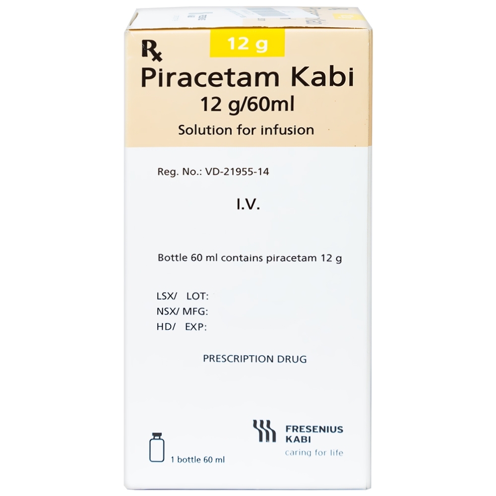Hình ảnh Dịch truyền Piracetam Kabi 12g/60ml Fresenius Kabi điều trị triệu chứng chóng mặt (60ml)