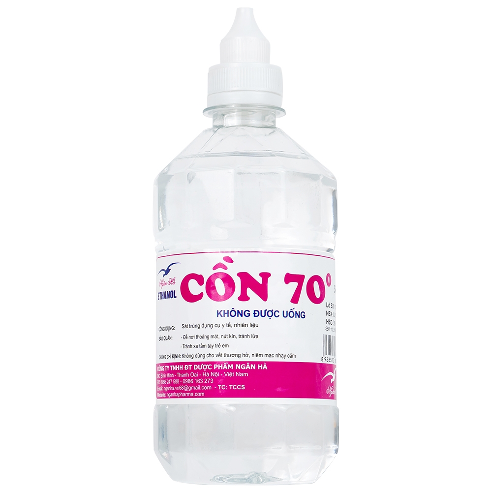 Hình ảnh Cồn 70 độ Ngân Hà hỗ trợ sát trùng vết thương (500ml)