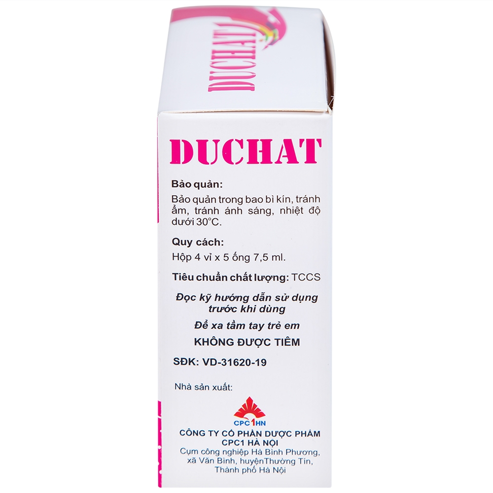 Hình ảnh Dung dịch uống Duchat CPC1 dự phòng trường hợp thiếu Vitamin và Acid Amin (4 vỉ x 5 ống x 7.5ml)