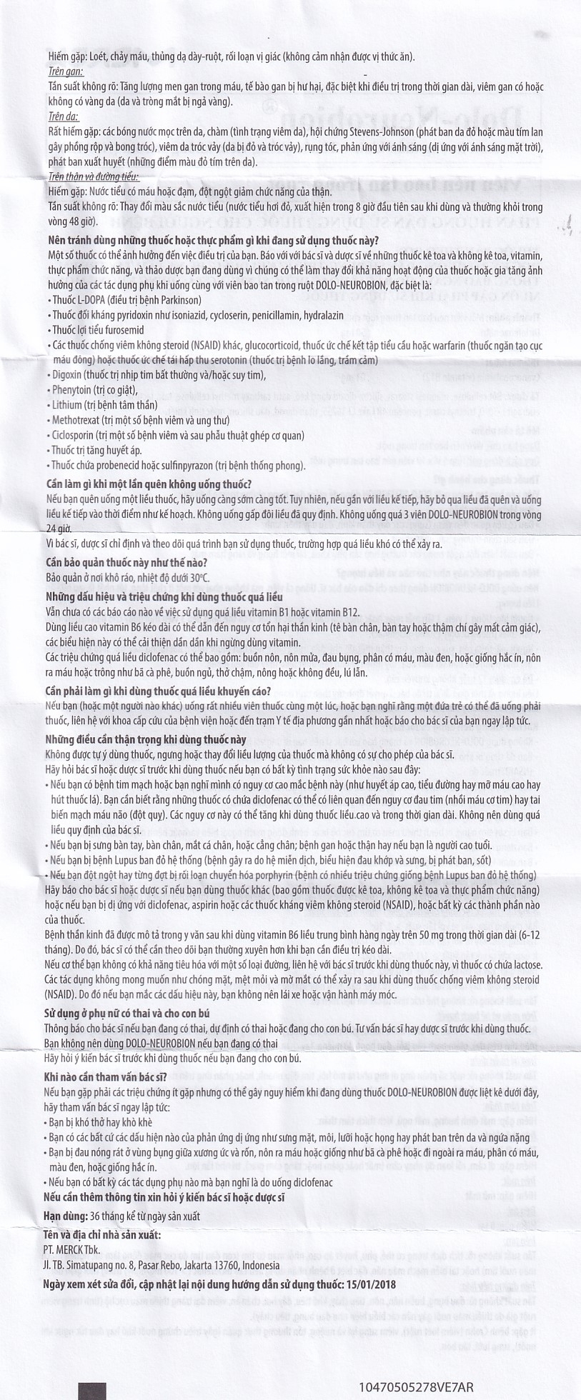 Hình ảnh Thuốc Dolo-Neurobion Merck giảm đau khớp, phong thấp (5 vỉ x 10 viên)