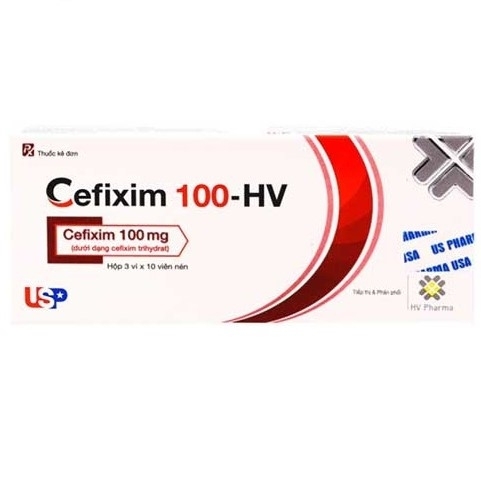 Hình ảnh Thuốc Cefixim 100-HV USP điều trị nhiễm khuẩn (3 vỉ x 10 viên)