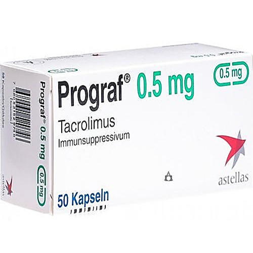 Hình ảnh Thuốc Prograf 0.5mg Astellas phòng ngừa sự đào thảo cơ quan ghép thận hoặc gan dị sinh (5 vỉ x 10 viên)