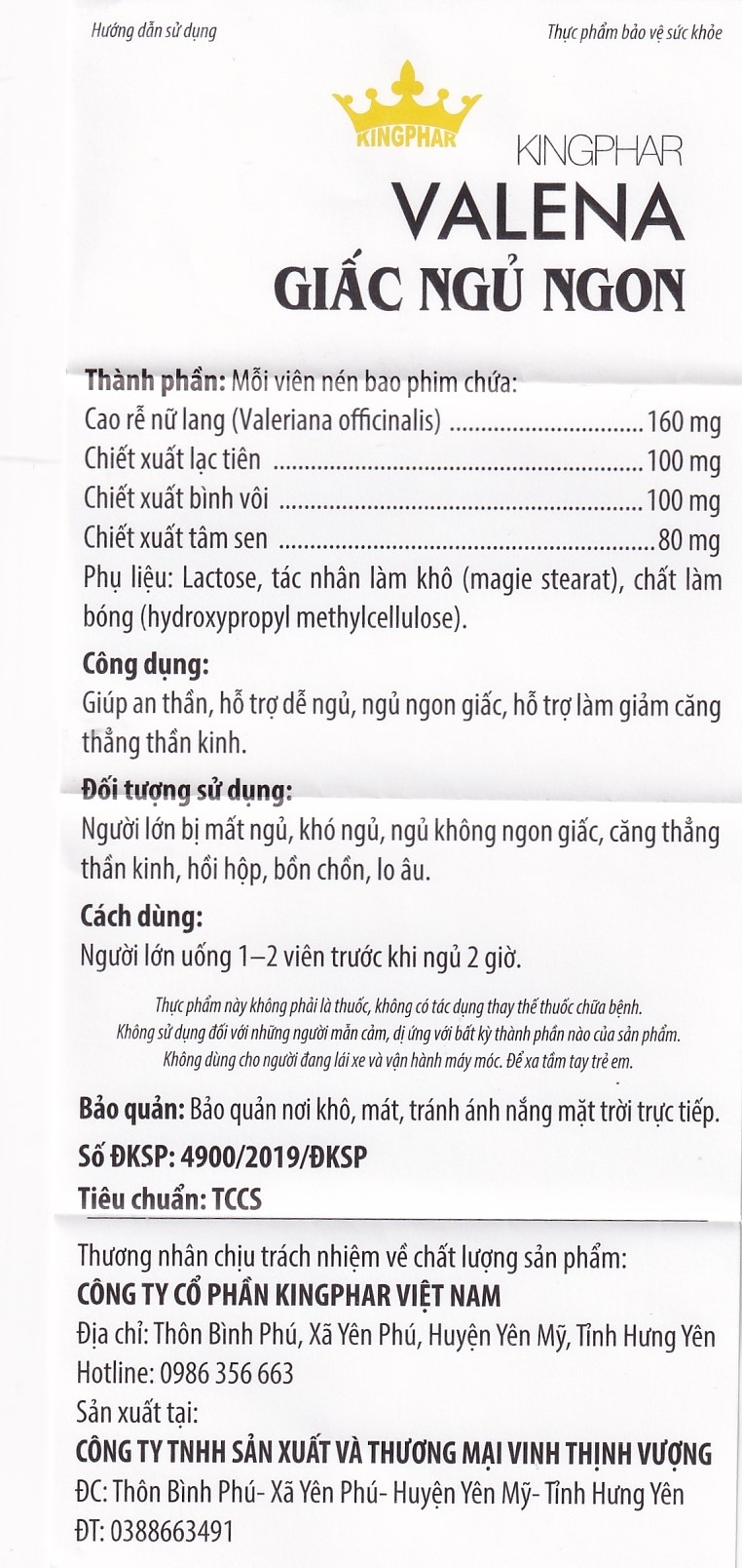 Hình ảnh Viên uống Valena Kingphar giúp an thần, hỗ trợ dễ ngủ (4 vỉ x 10 viên)