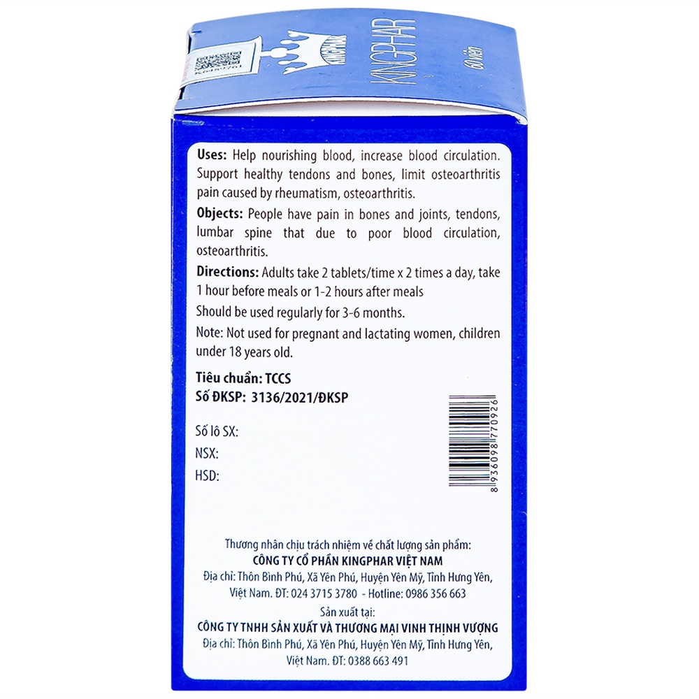 Hình ảnh Viên uống Gai Xương Kingphar hoạt huyết, tăng cường lưu thông khí huyết (60 viên)