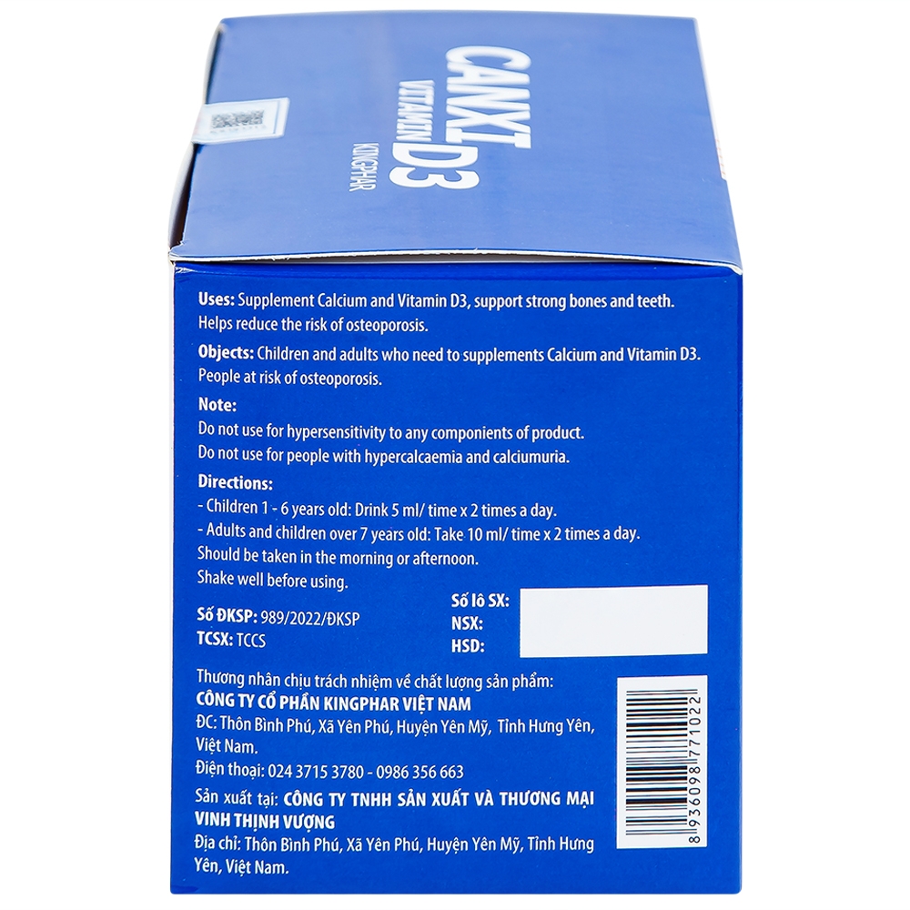 Hình ảnh Hỗn dịch Canxi Vitamin D3 KingPhar bổ sung canxi, vitamin D3, hỗ trợ xương răng chắc khỏe (30 ống x 5ml)