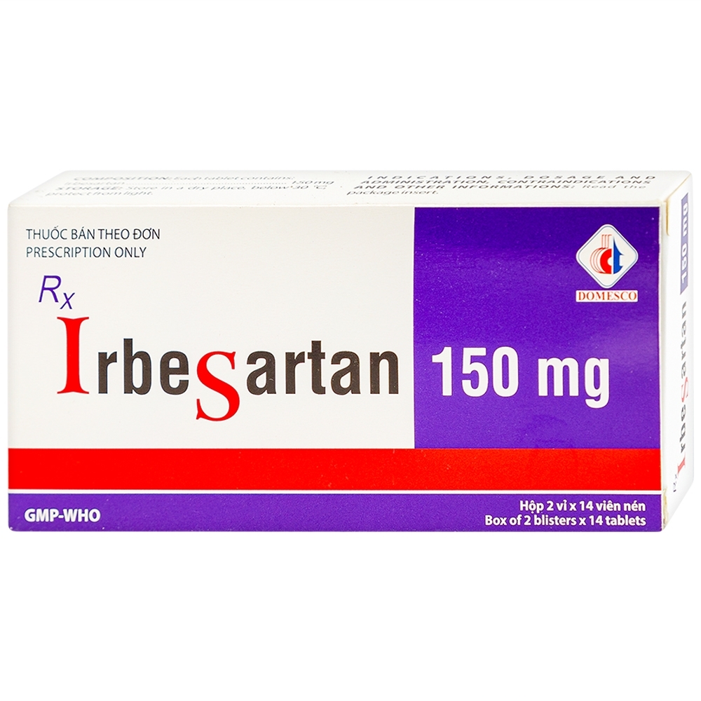 Hình ảnh Thuốc Irbesartan 150mg Domesco điều trị tăng huyết áp, bệnh thận (2 vỉ x 14 viên)
