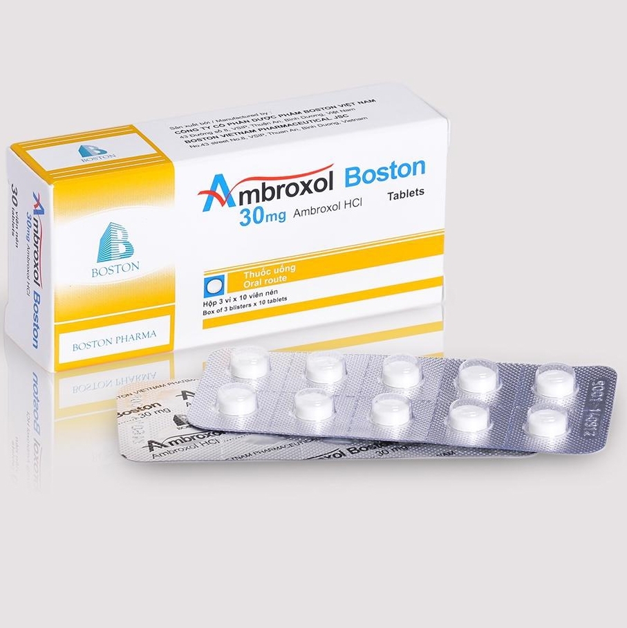 Hình ảnh Thuốc Ambroxol Boston 30mg Boston điều trị viêm phế quản, hen phế quản (3 vỉ x 10 viên)