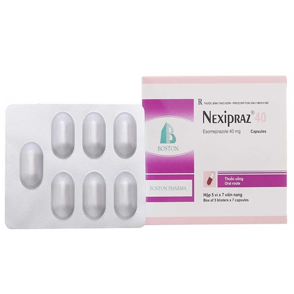 Hình ảnh Viên nang cứng Nexipraz 40 Boston điều trị bệnh trào ngược dịch dạ dày - thực quản (5 vỉ x 7 viên)