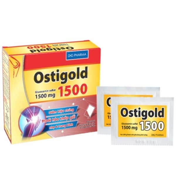 Hình ảnh Bột pha uống Ostigold 1500 DHG Pharma giảm triệu chứng của thoái hóa khớp gối (24 gói)