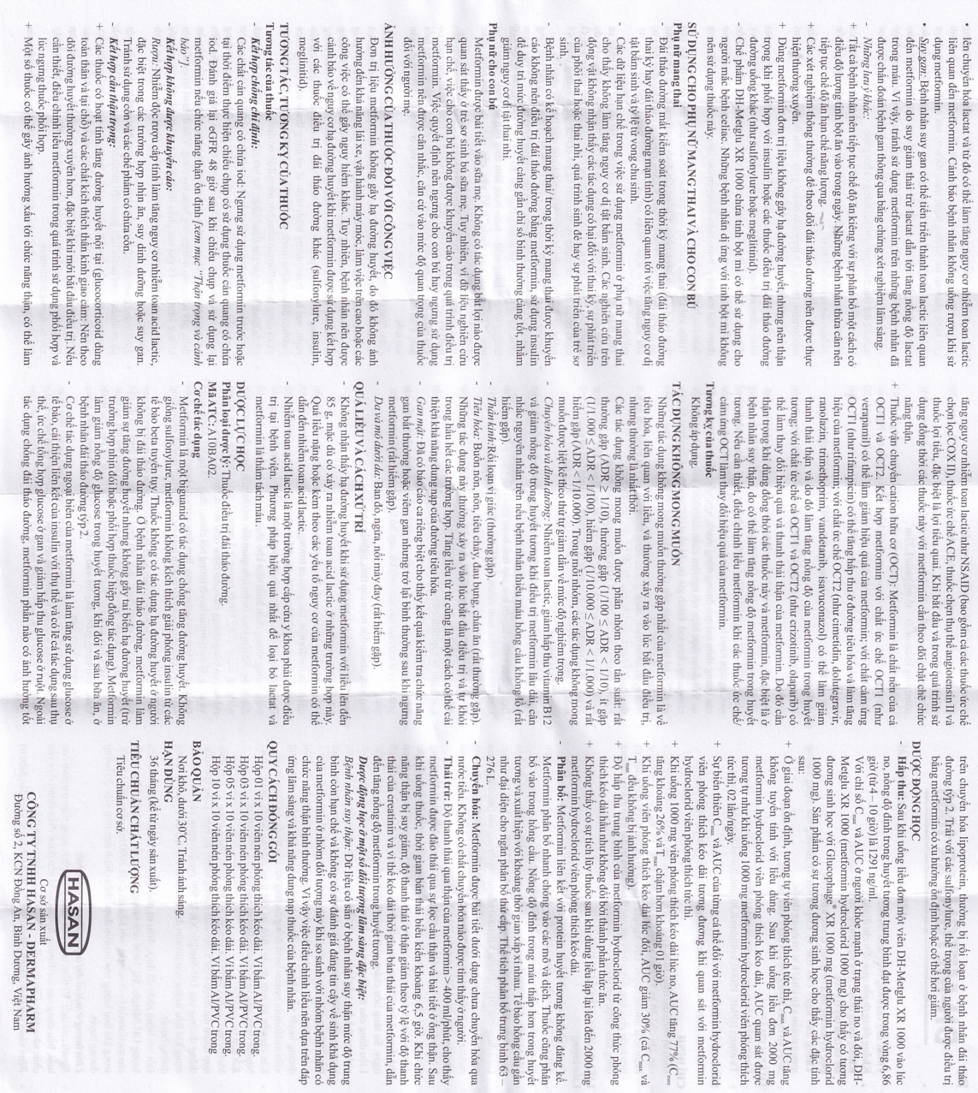 Hình ảnh Thuốc DH-Metglu XR 1000 Hasan điều trị tiểu đường típ 2 (5 vỉ x 10 viên)