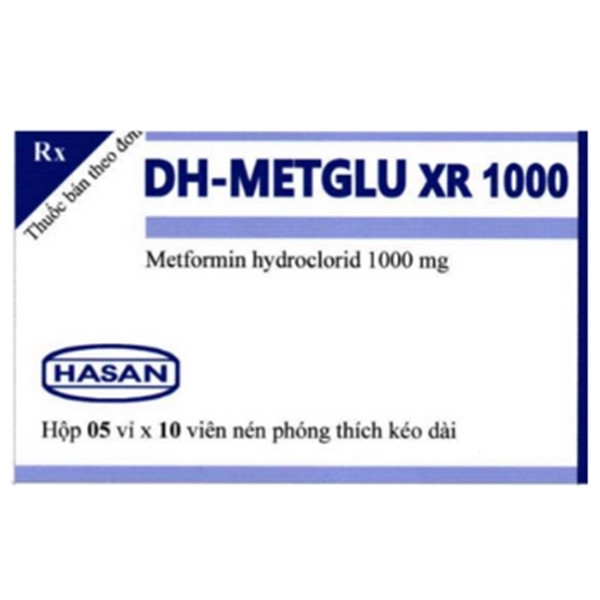 Hình ảnh Thuốc DH-Metglu XR 1000 Hasan điều trị tiểu đường típ 2 (5 vỉ x 10 viên)