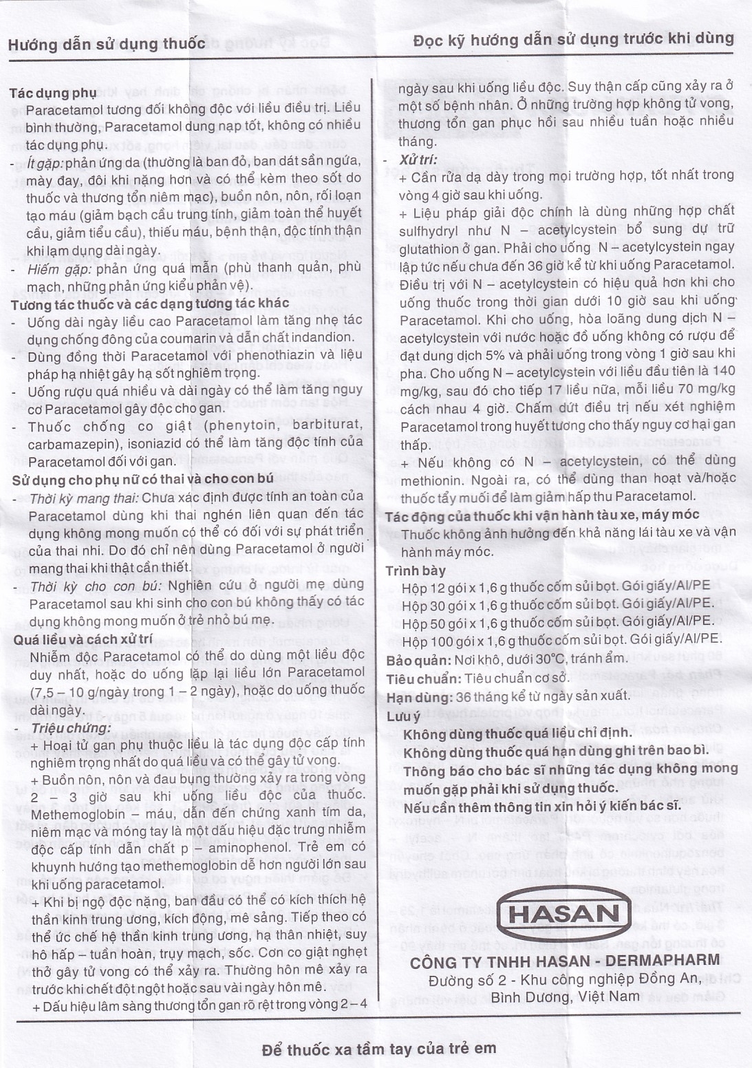 Hình ảnh Bột sủi EfferHasan 250mg giảm đau, hạ sốt (30 gói)