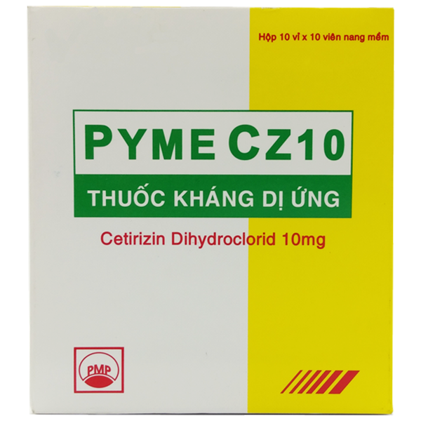 Hình ảnh Thuốc kháng dị ứng Pyme Cz10 Pymepharco điều trị viêm mũi dị ứng, sổ mũi, mày đay (10 vỉ x 10 viên)