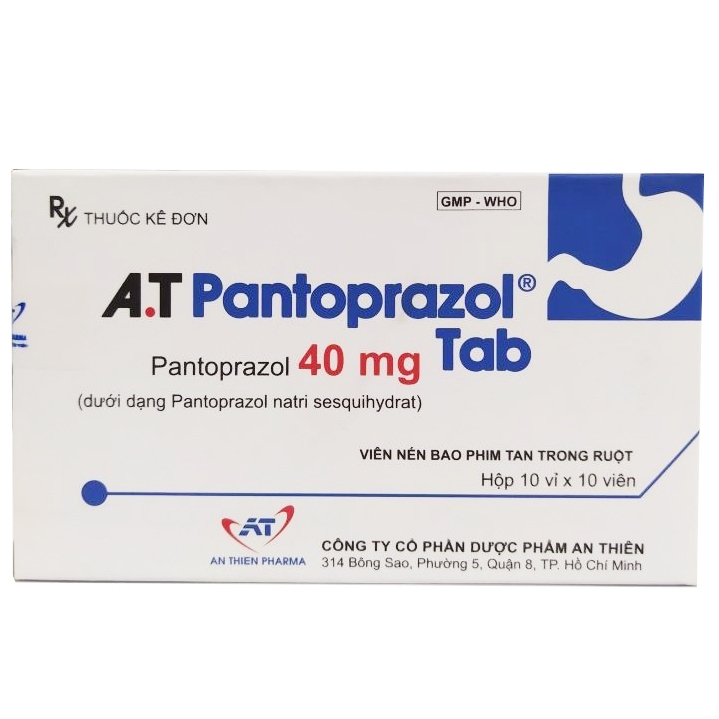 Hình ảnh Viên nén A.T Pantoprazol Tab 40mg An Thiên điều trị loét dạ dày - tá tràng (10 vỉ x 10 viên)