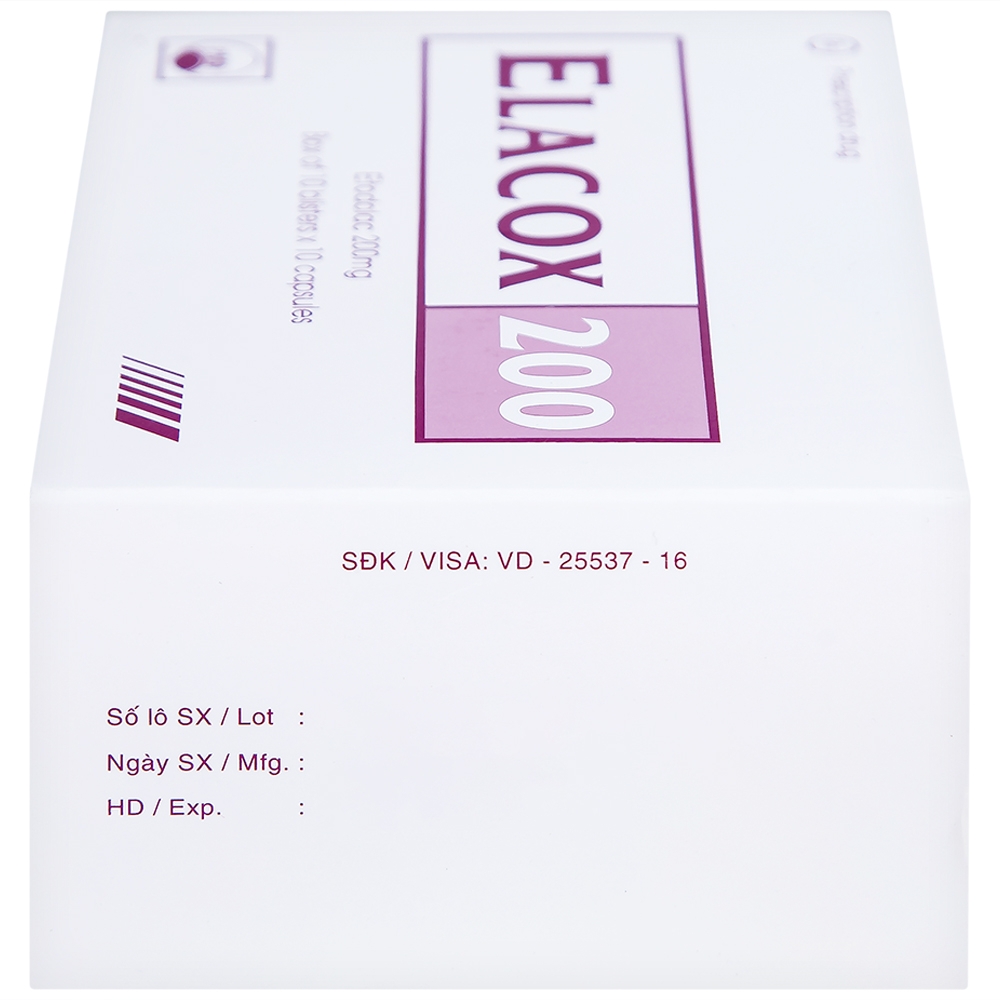 Hình ảnh Thuốc Elacox 200 điều trị triệu chứng thoái hoá khớp, viêm khớp dạng thấp cấp hay mạn tính (10 vỉ x 10 viên)