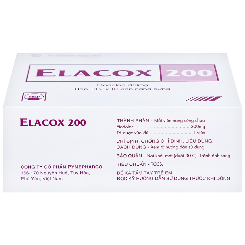 Hình ảnh Thuốc Elacox 200 điều trị triệu chứng thoái hoá khớp, viêm khớp dạng thấp cấp hay mạn tính (10 vỉ x 10 viên)