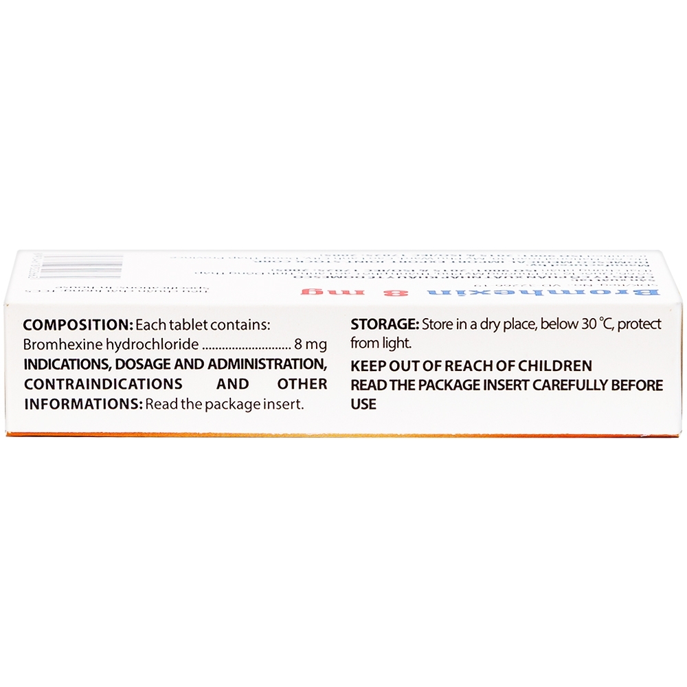Hình ảnh Thuốc Bromhexin 8mg Domesco điều trị rối loạn tiết dịch phế quản trong viêm phế quản cấp tính (3 vỉ x 10 viên)