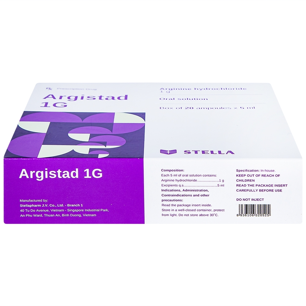 Hình ảnh Dung dịch uống Argistad 1g Stella điều trị tăng amoniac huyết (20 ống x 5ml)