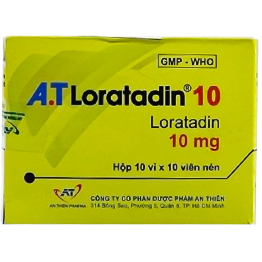 Hình ảnh Thuốc A.T Loratadin 10 điều trị viêm mũi dị ứng, viêm kết mạc dị ứng (10 vỉ x 10 viên)