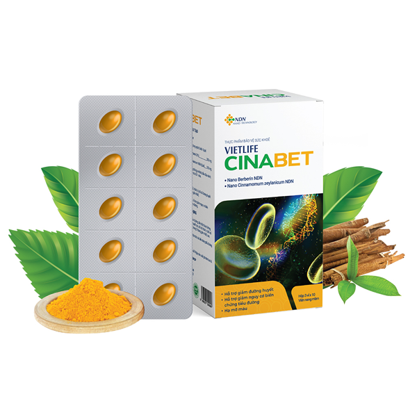 Hình ảnh Viên uống Cinabet Vietlife hỗ trợ giảm đường huyết (3 vỉ x 10 viên)