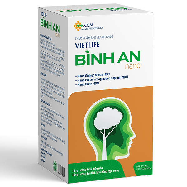 Hình ảnh Viên uống Vietlife Bình An Nano Medistar hoạt huyết dưỡng não, tăng cường lưu thông máu não (3 vỉ x 10 viên)