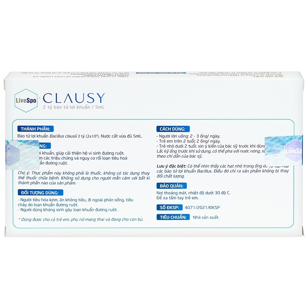 Hình ảnh Dung dịch Clausy Livespo bào tử lợi khuẩn kháng đa kháng sinh (10 ống x 5ml)