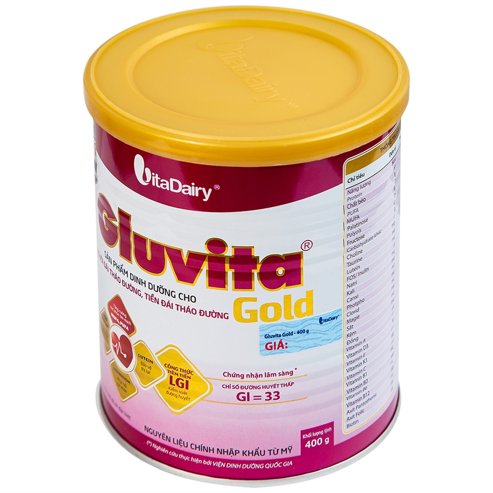 Hình ảnh Sữa bột Gluvita Gold Vitadairy bổ sung dinh dưỡng cho người đái tháo đường, tiền đái tháo đường (400g)