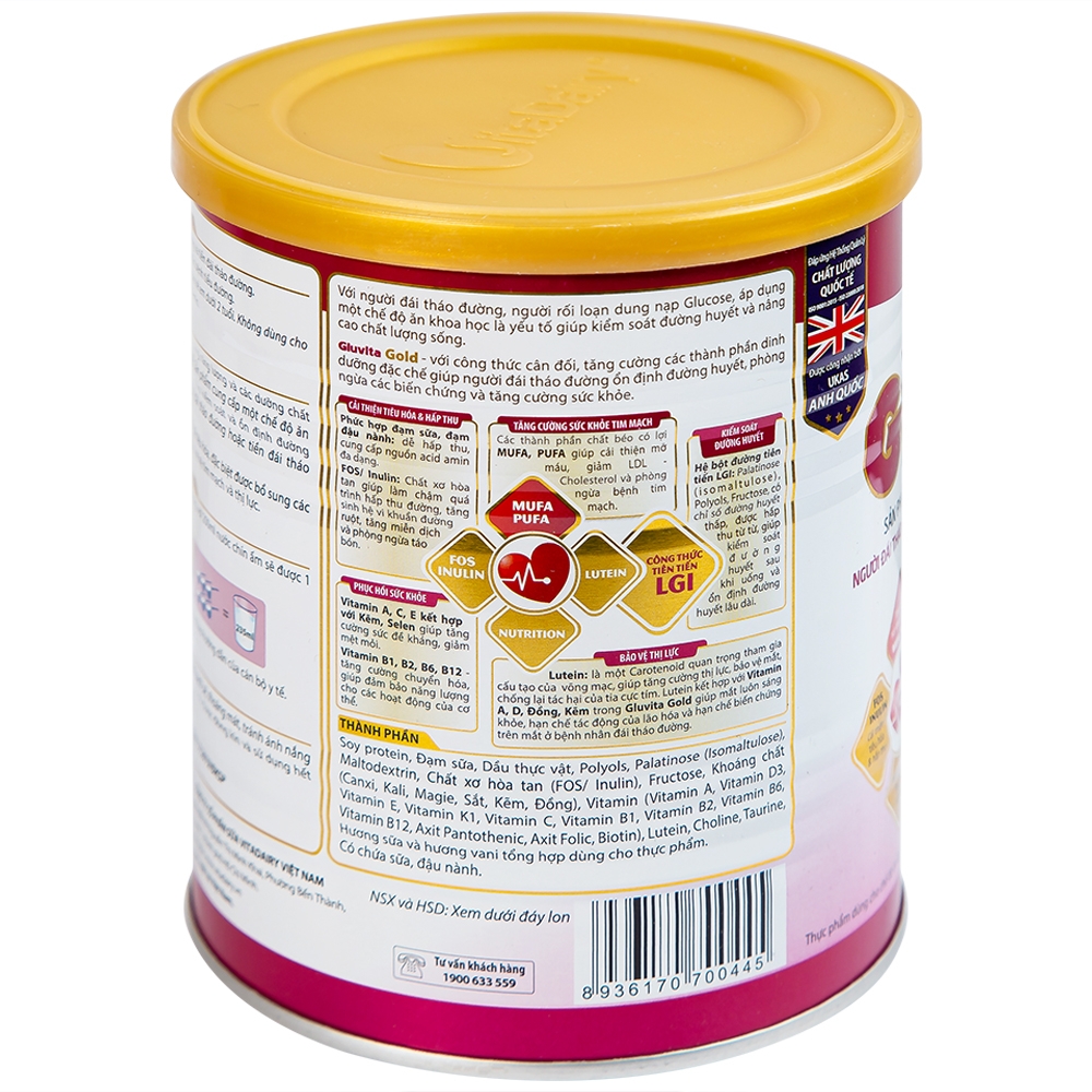 Hình ảnh Sữa bột Gluvita Gold Vitadairy bổ sung dinh dưỡng cho người đái tháo đường, tiền đái tháo đường (400g)