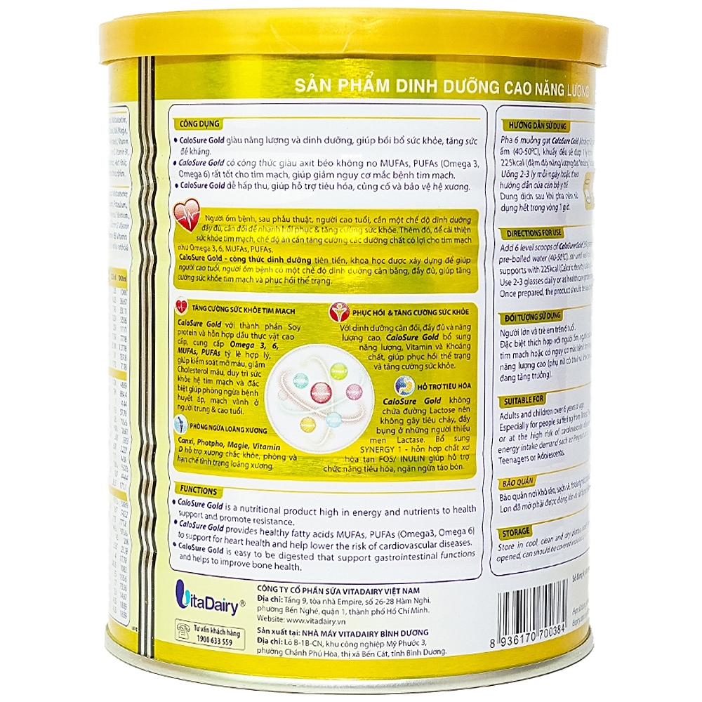 Hình ảnh Sữa bột CaloSure gold Vitadairy tăng cường sức khỏe tim mạch, hồi phục sức khỏe (400g)
